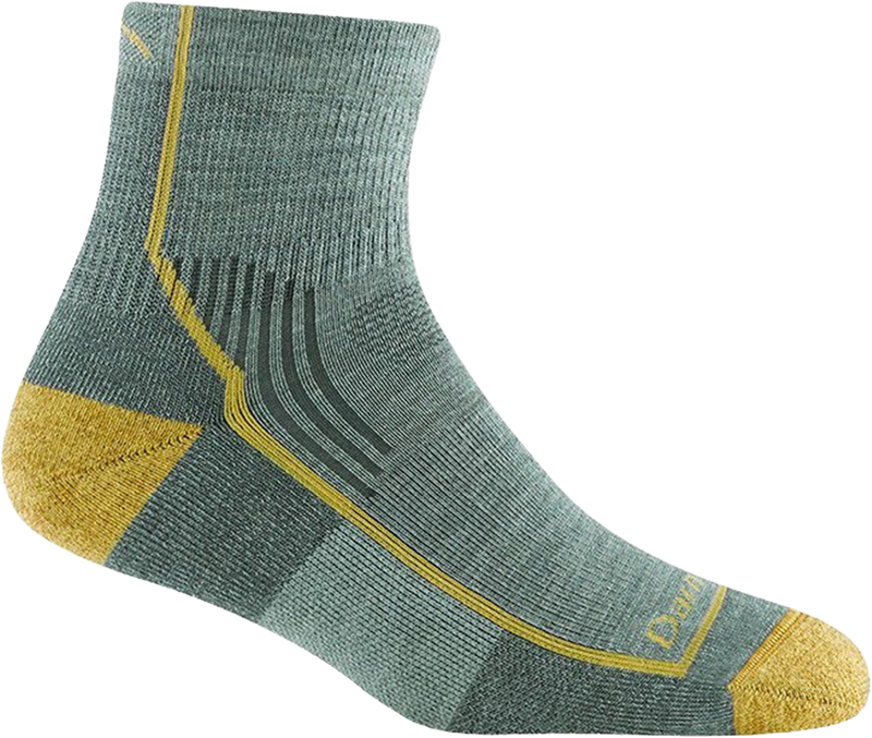 Quarter turn view Women's Darn Tough Sock style name 1/4 Hike Mid Cush in color Sage. Sku: 1958-SAGE