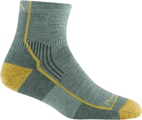 Quarter turn view Women's Darn Tough Sock style name 1/4 Hike Mid Cush in color Sage. Sku: 1958-SAGE