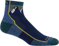 Quarter turn view Men's Darn Tough Sock style name 1/4 Hike Mid Cush in color Mountain Lake. Sku: 1959-MOUNTAINLA