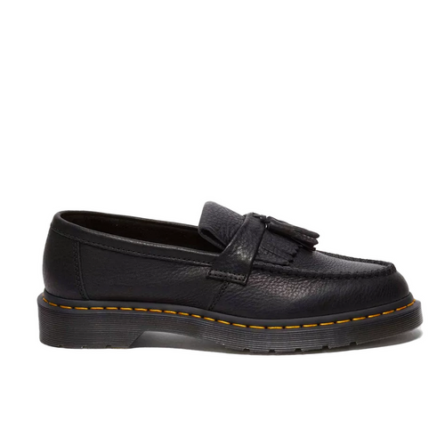 ADRIAN YELLOW STICH AMBASSADOR LEATHER LOAFERS BLACK