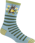 Quarter turn view Women's Darn Tough Sock style name Animal Haus in color Bunny Blue. Sku: 6037-BUNNYBLUE