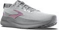 Quarter turn view Women's Brooks Footwear style name Ariel GTS 26 Double Wide in color Oyster Mushroom/ Alloy/ Pink. Sku: 120444-2E094