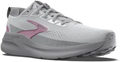 Quarter turn view Women's Brooks Footwear style name Ariel GTS 26 Medium in color Oyster Mushroom/ Alloy/ Pink. Sku: 120444-1B094