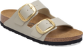Quarter turn view Women's Birkenstock Footwear style name Arizona Big Buckle Birko Flor Regular in color Sandcastle. Sku: 1031514