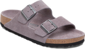 Quarter turn view Women's Birkenstock Footwear style name Arizona Soft Footbed Suede Regular in color Faded Purple. Sku: 1031660