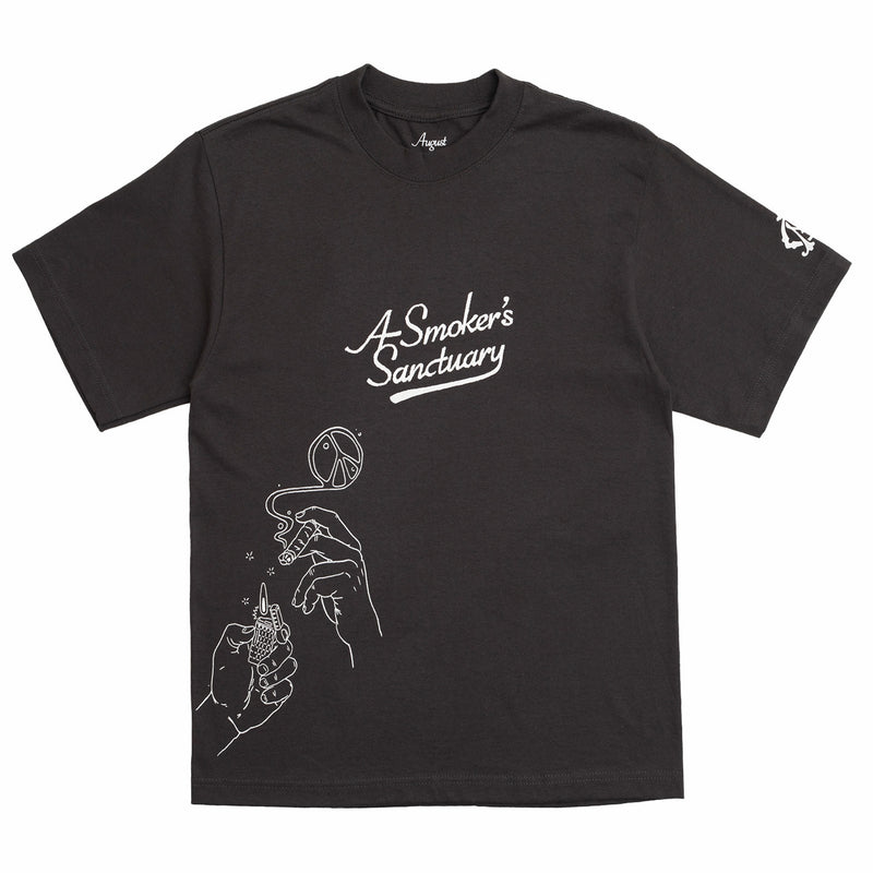 August "Cigar Lounge - A Smokers Sanctuary" Cropped Tee (Off Black) - August Shop