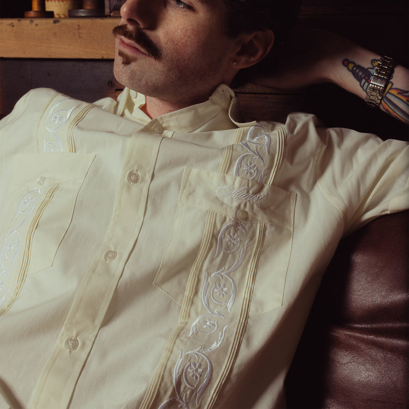 August "Cigar Lounge - Cuban Heritage" Guayabera (Off White) - August Shop