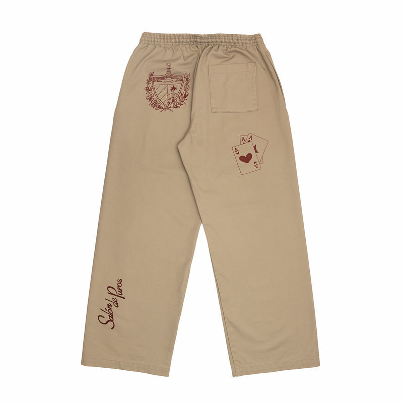 August "Cigar Lounge - Cuban Heritage" Wide Leg Casual Pants (Khaki) - August Shop