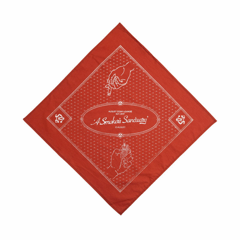 August "Cigar Lounge" Japanese Cotton Bandana (Rust Red) - August Shop