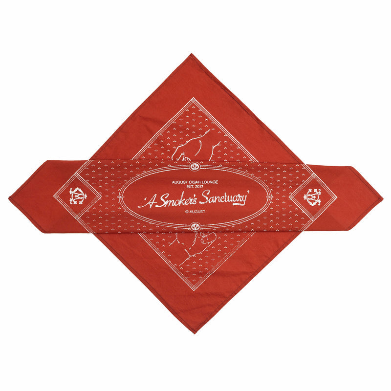 August "Cigar Lounge" Japanese Cotton Bandana (Rust Red) - August Shop