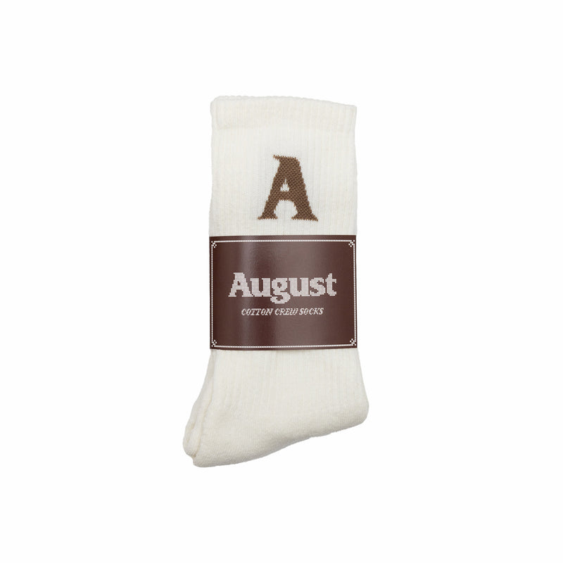 August Cotton Crew Socks (Natural/Mushroom) - August Shop