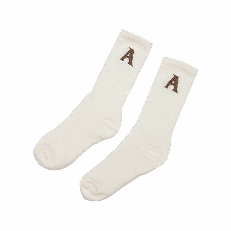 August Cotton Crew Socks (Natural/Mushroom) - August Shop