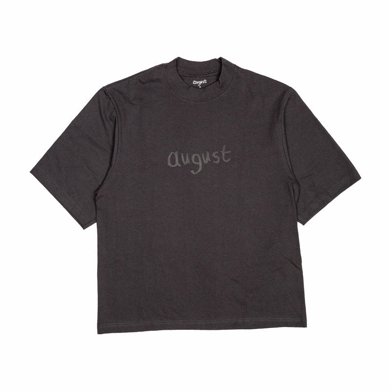 August "Father & Son" Oversized 7.5oz Cotton Puff Logo T-Shirt (Off Black) - August Shop