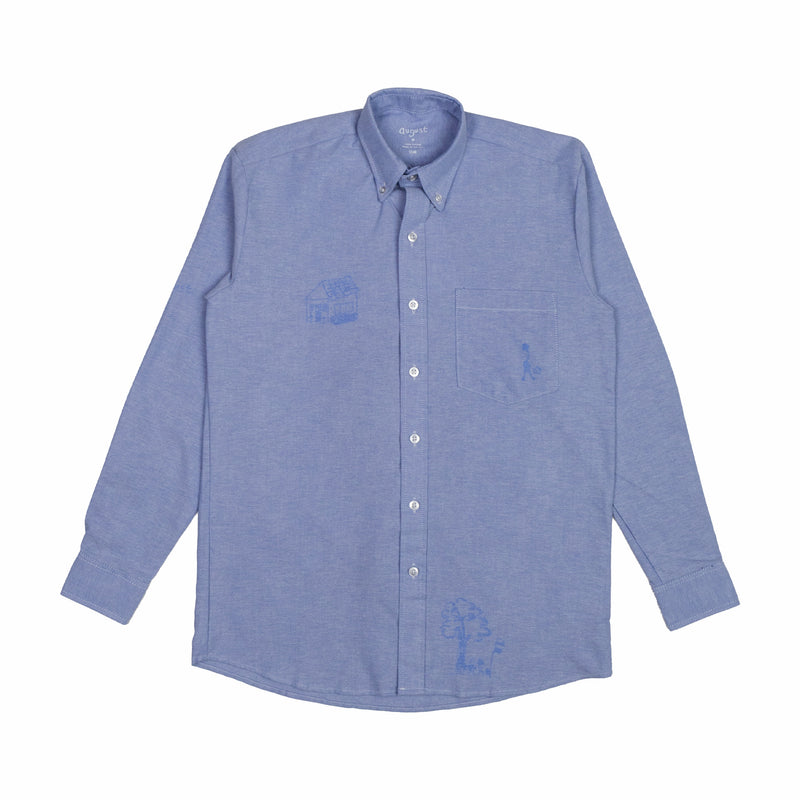 August "Father & Son" Scribble Oxford Shirt (Blue) - August Shop