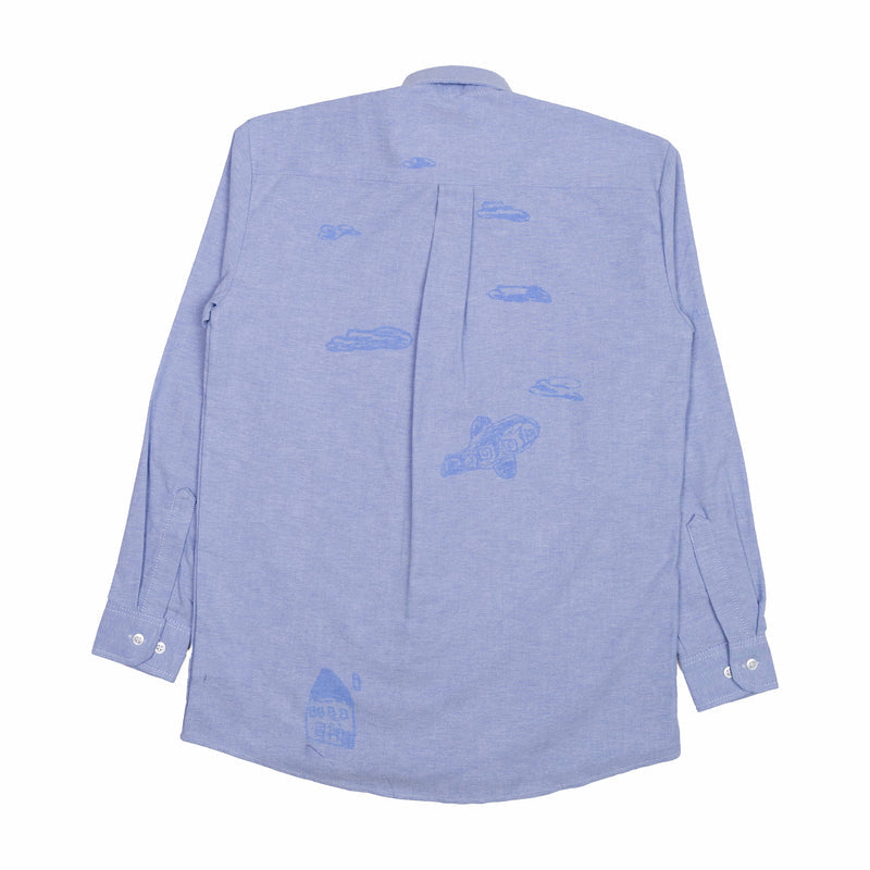 August "Father & Son" Scribble Oxford Shirt (Blue) - August Shop