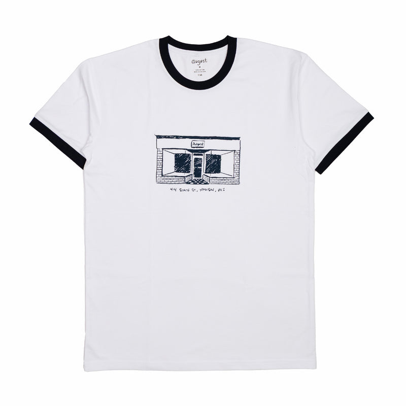 August "Father & Son" Shop Ringer T-Shirt (White/Navy) - August Shop