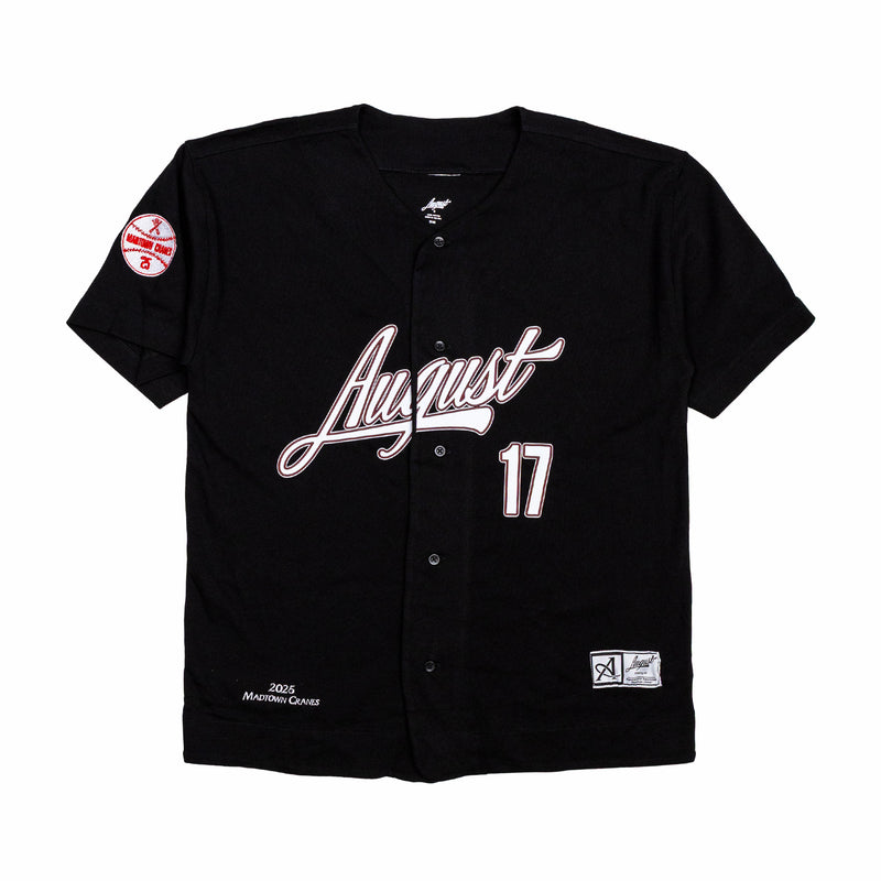 August "Mad-Town Cranes" Hometown Baseball Jersey (Black) - August Shop