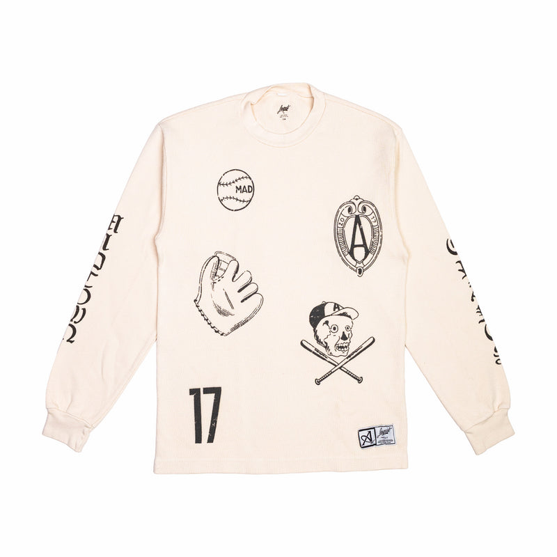 August "Varsity" Hometown Baseball Waffle Knit Thermal (Crème) - August Shop