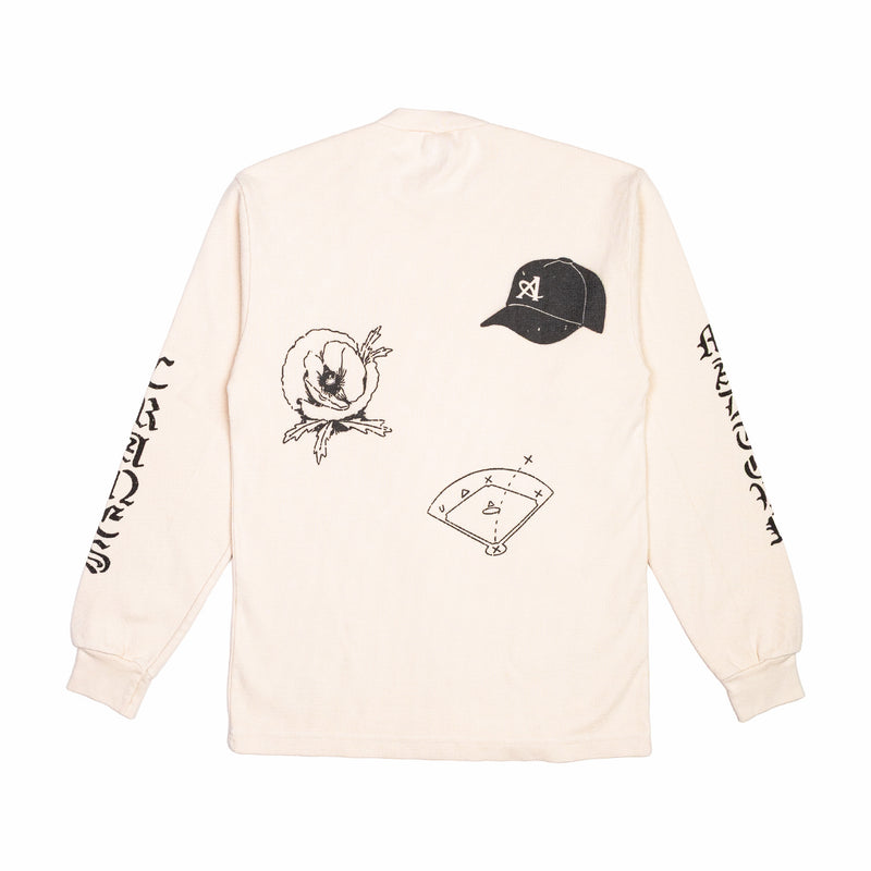 August "Varsity" Hometown Baseball Waffle Knit Thermal (Crème) - August Shop