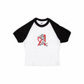 August Women's "Batter Up" Hometown Baseball Crop Tee (White/Black) - August Shop