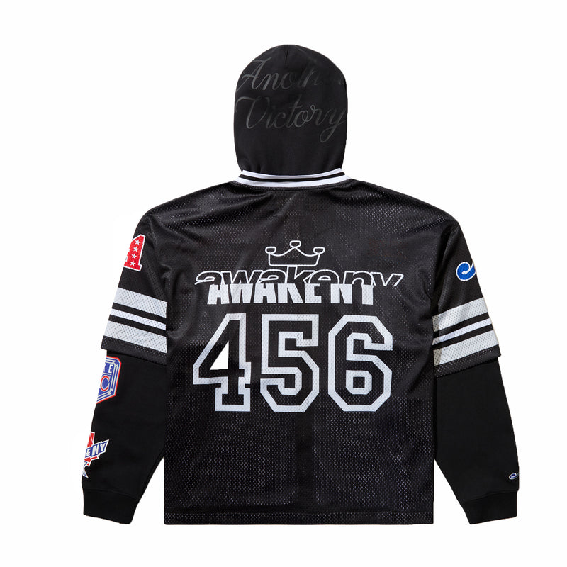 Awake NY Headcrack Champs Jersey Zip Hoodie (Black) - August Shop