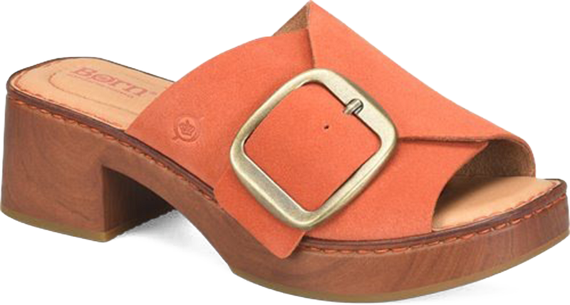 Quarter turn view Women's Born Footwear style name Bangle in color Grapefruit. Sku: BR0085365