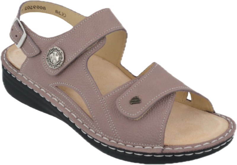 Quarter turn view Women's Finn Comfort Footwear style name Barbuda in color Rose Street. Sku: 02641-834108