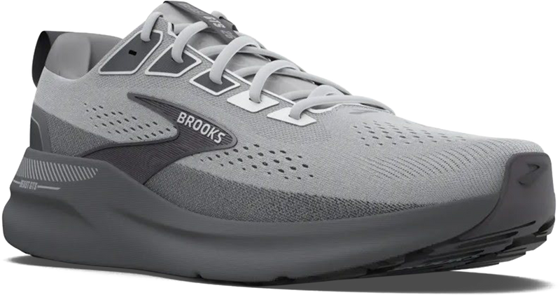 Quarter turn view Men's Brooks Footwear style name Beast GTS 26 Double Wide in color Gray/ Gray/ Blackened Pearl. Sku: 110455-4E004