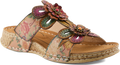 Quarter turn view Women's L'Artiste Footwear style name Beaudie in color Tan Multi. Sku: BEAUDIE-TNM