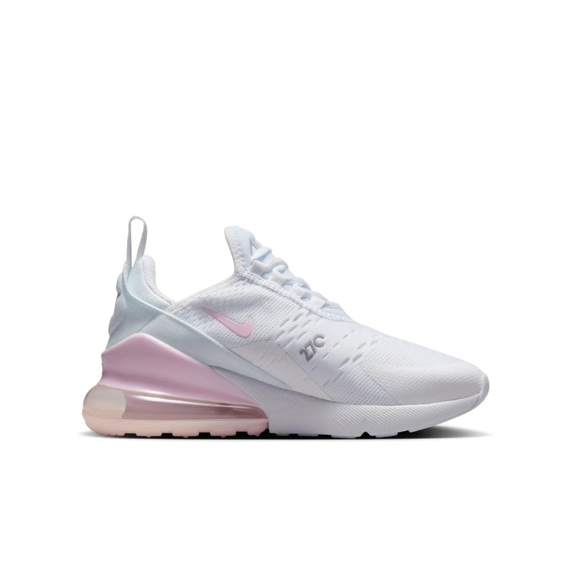 Big Kid's Air Max 270 White/Pink Foam-Lt Smoke Grey (943345 122)