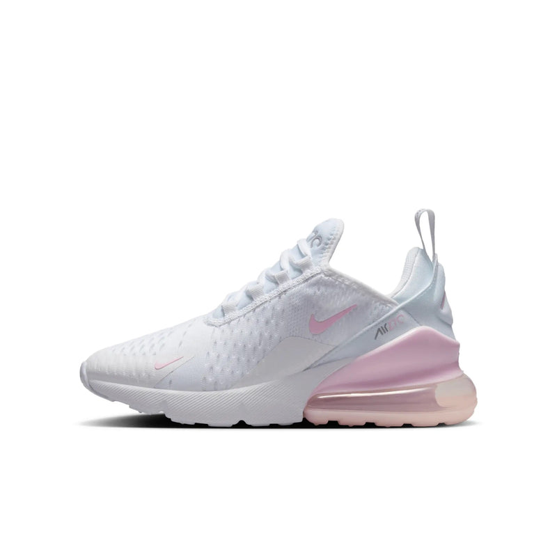 Big Kid's Air Max 270 White/Pink Foam-Lt Smoke Grey (943345 122)