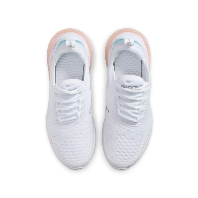Big Kid's Air Max 270 White/Pink Foam-Lt Smoke Grey (943345 122)