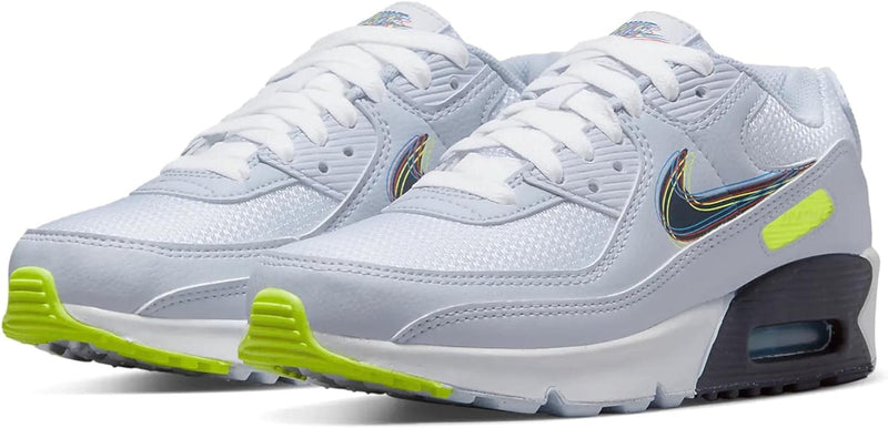 Big Kid's Air Max 90 White/Blackened Blue-Volt (DV3480 100)
