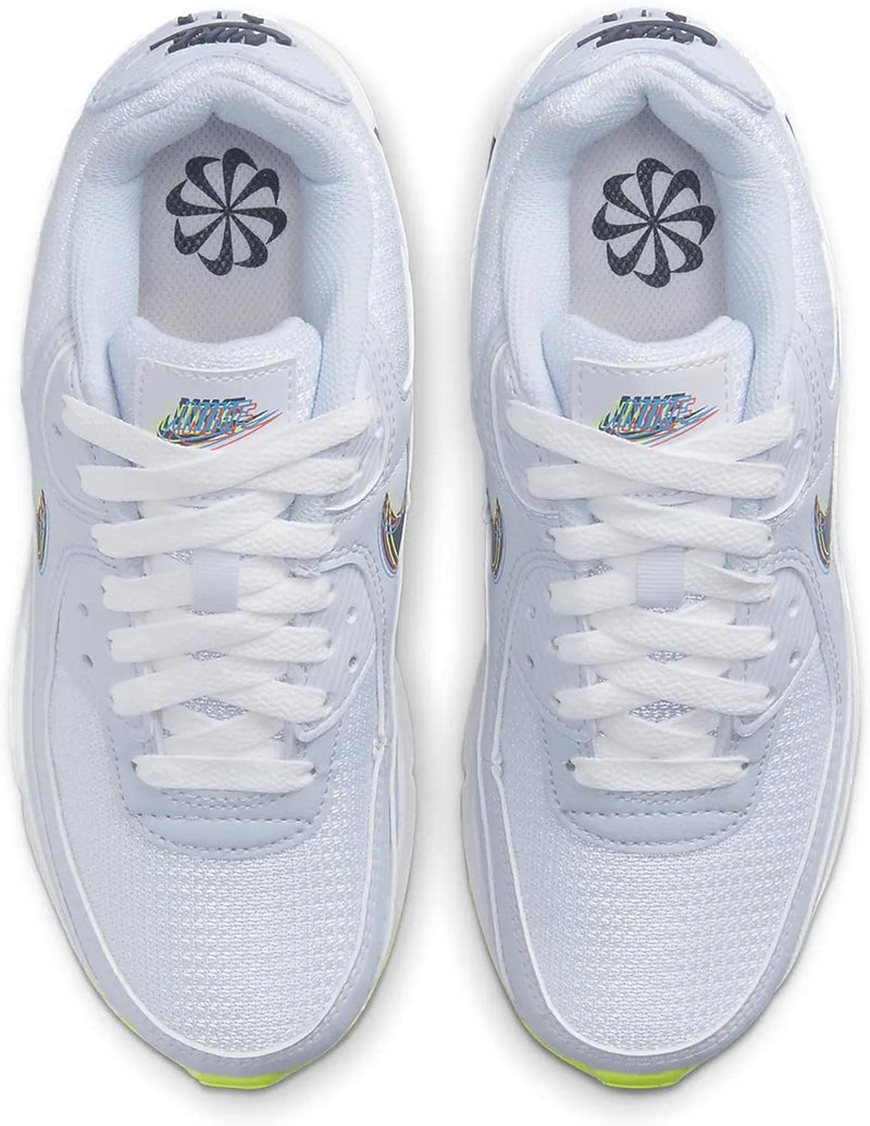 Big Kid's Air Max 90 White/Blackened Blue-Volt (DV3480 100)
