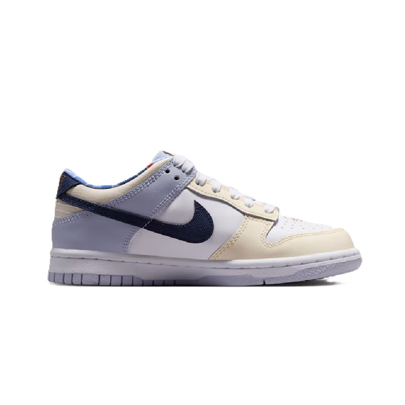 Big Kid's Dunk Low White/Midnight Navy-White (IH7343 141)