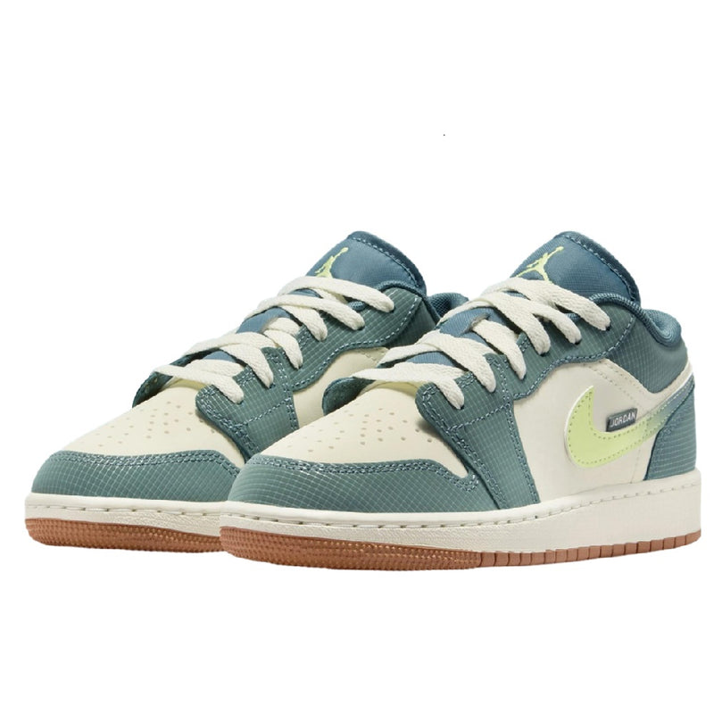 Big Kid's Jordan 1 Low SE Sea Glass/LT Lemon Twist-Hasta (IB7112 001)