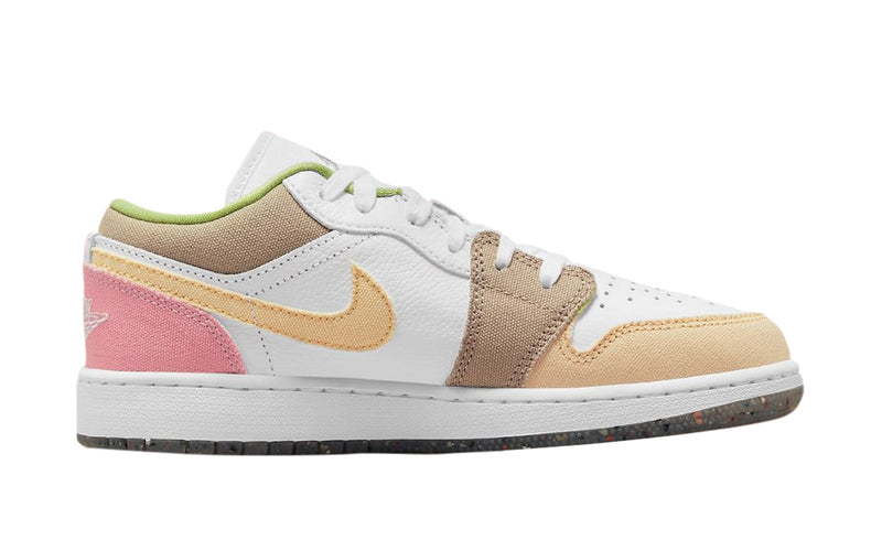 Big Kid's Jordan 1 Low SE White/Vivid Green-White (DJ0341 100)