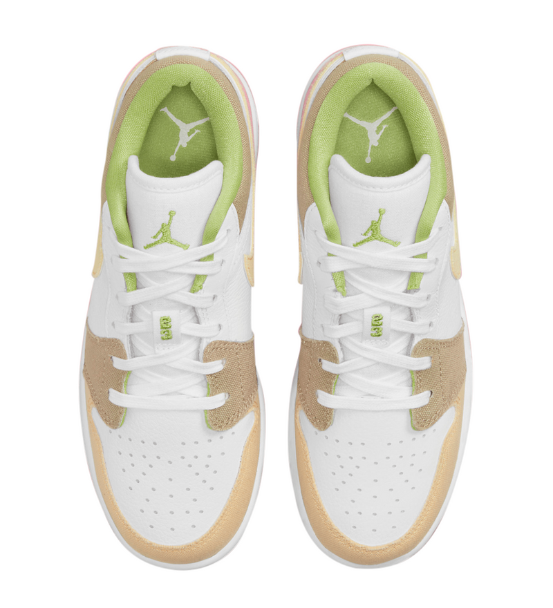 Big Kid's Jordan 1 Low SE White/Vivid Green-White (DJ0341 100)