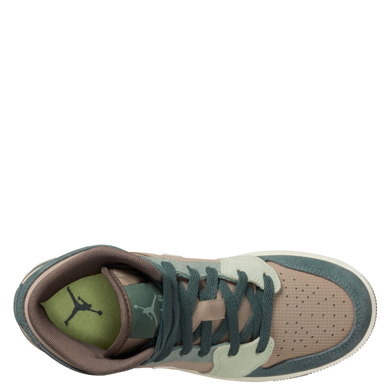 Big Kid's Jordan 1 Mid Khaki/LT Lemon Twist-Hasta (IF2873 200)