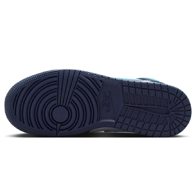 Big Kid's Jordan 1 Mid Obsidian/DK Powder Blue-White (DQ8423 404)