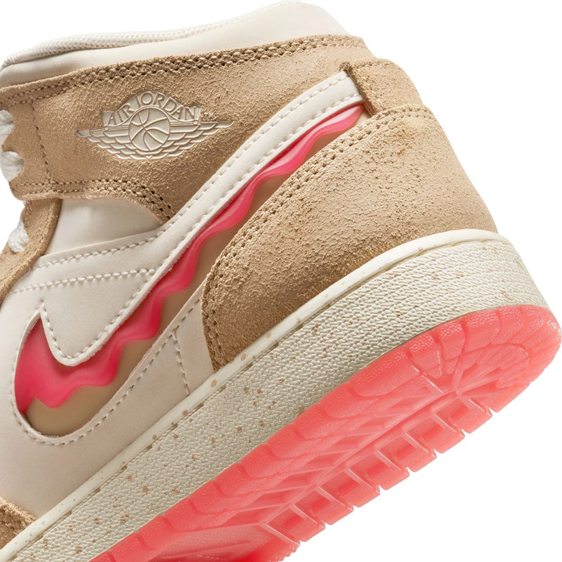 Big Kid's Jordan 1 Mid SE Desert/Fusion Red-Pale Ivory (HJ5958 206)