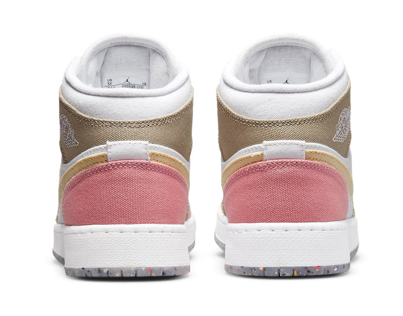 Big Kid's Jordan 1 Mid SE White/Vivid Green (DJ0338 100)