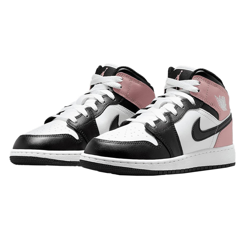 Big Kid's Jordan 1 Mid White/Black-Rust Pink (DQ8423 100)