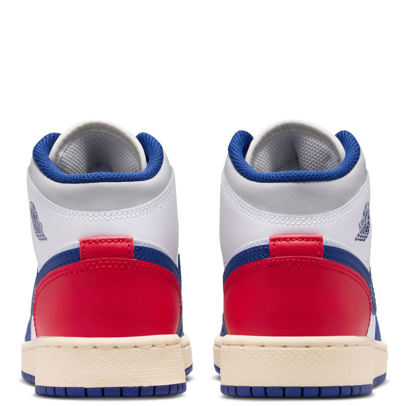 Big Kid's Jordan 1 Mid White/Deep Royal Blue (DQ8423 102)