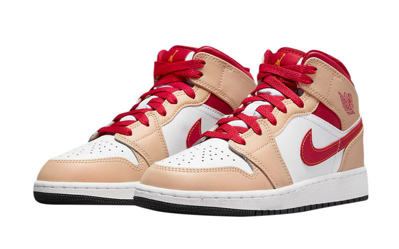 Big Kid's Jordan 1 Mid White Onyx/Light Curry-White (554725 201)