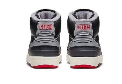 Big Kid's Jordan 2 Retro Black/Cement Grey-Fire Red (DQ8562 001)