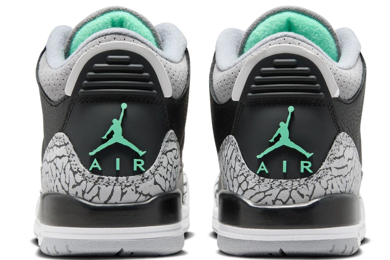 Big Kid's Jordan 3 Retro Black/Green Glow-Wolf Grey (DM0967 031)