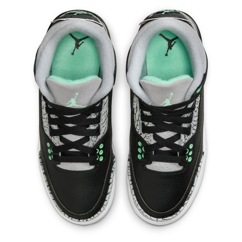 Big Kid's Jordan 3 Retro Black/Green Glow-Wolf Grey (DM0967 031)