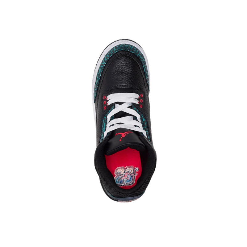 Big Kid's Jordan 3 Retro "Moto" Black/Siren Red-Hyper Jade (FV5437 001)
