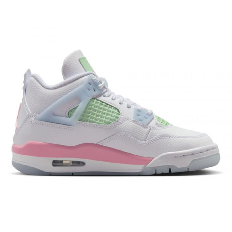 Big Kid's Jordan 4 Retro "V-Day" White/Md Sft Pnk-Half Blue (IB7068 100)